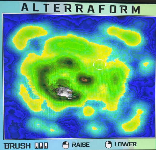Alterraform terrain simulation with elevation colors and terrain editing controls